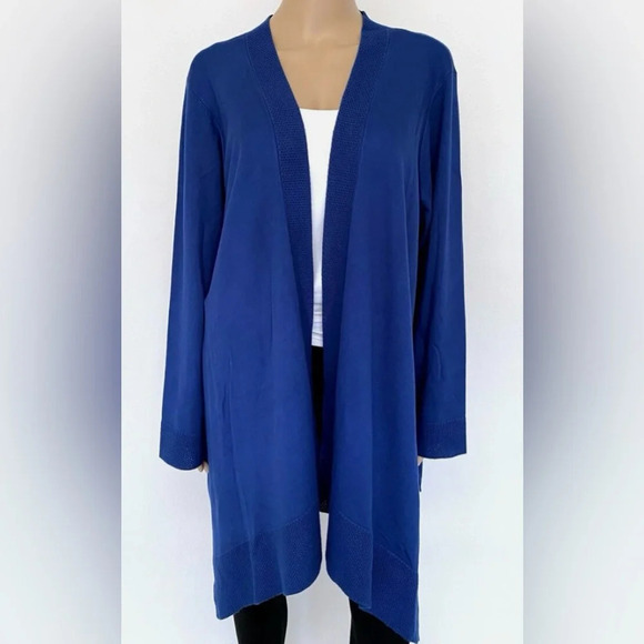 JM COLLECTION Plus Size 3X  Sweater Top Tunic Shawl Cardigan. Intrepid Blue - Picture 1 of 14